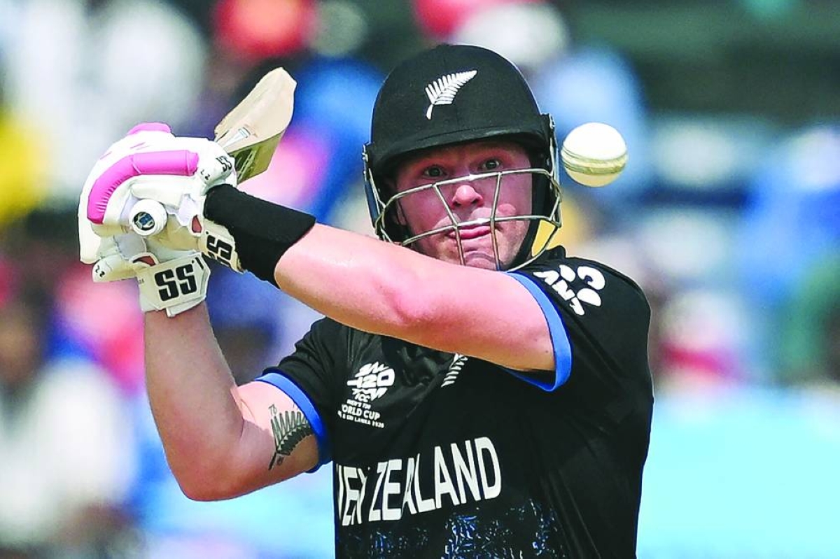 New Zealand’s Tim Seifert plays a shot during the T20 World Cup group stage match against Afghanistan in Chennai Sunday. (AFP)