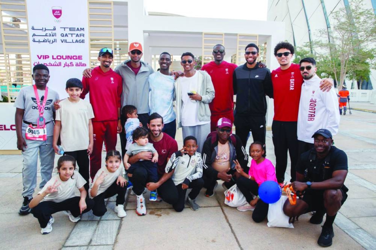 Qatari sports stars, including Mutaz Essa Barshim, Abdulrahman Samba, Abubaker Hayder, and Moaz Ali, attended the NSD celebration at Lusail Boulevard. 