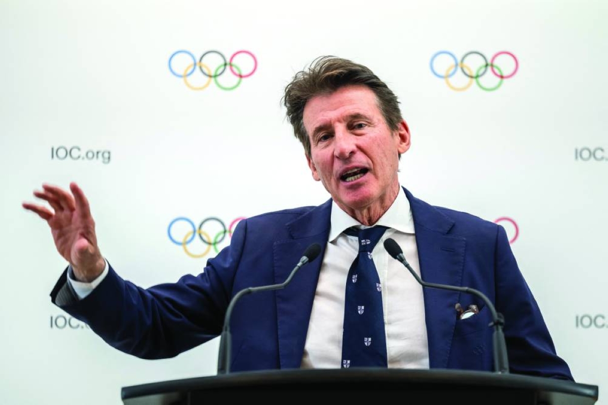Candidate to the presidency of the International Olympic Committee (IOC) Sebastian Coe speaks during a press conference following a presentation before fellow IOC members in Lausanne Tuesday. Seven candidates are competing in the elections for the IOC presidency at the 143rd IOC Session, to be held in Greece from March 18 to 21, 2025. (AFP)