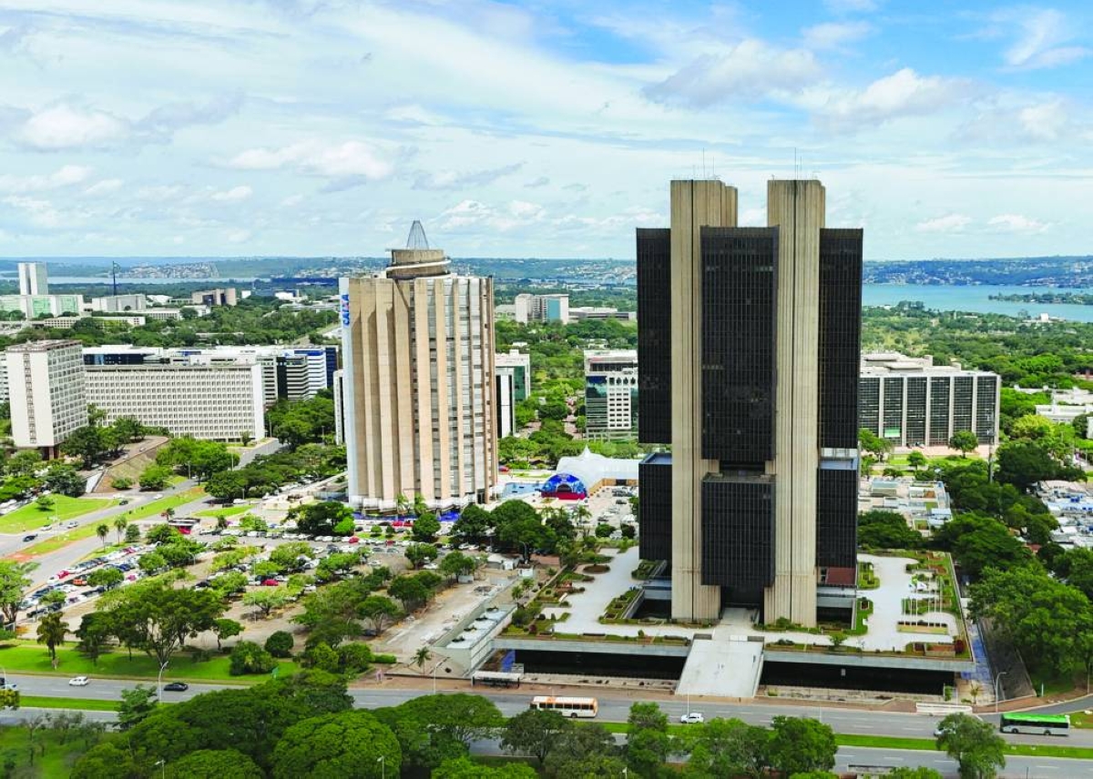 
A drone view shows the Central Bank headquarters building in Brasilia. Unemployment is at a record ‌low, the median wage is at a record high and ‌inflation — especially for food — has cooled enough that interest rates are set to start falling next month. (Reuters) 