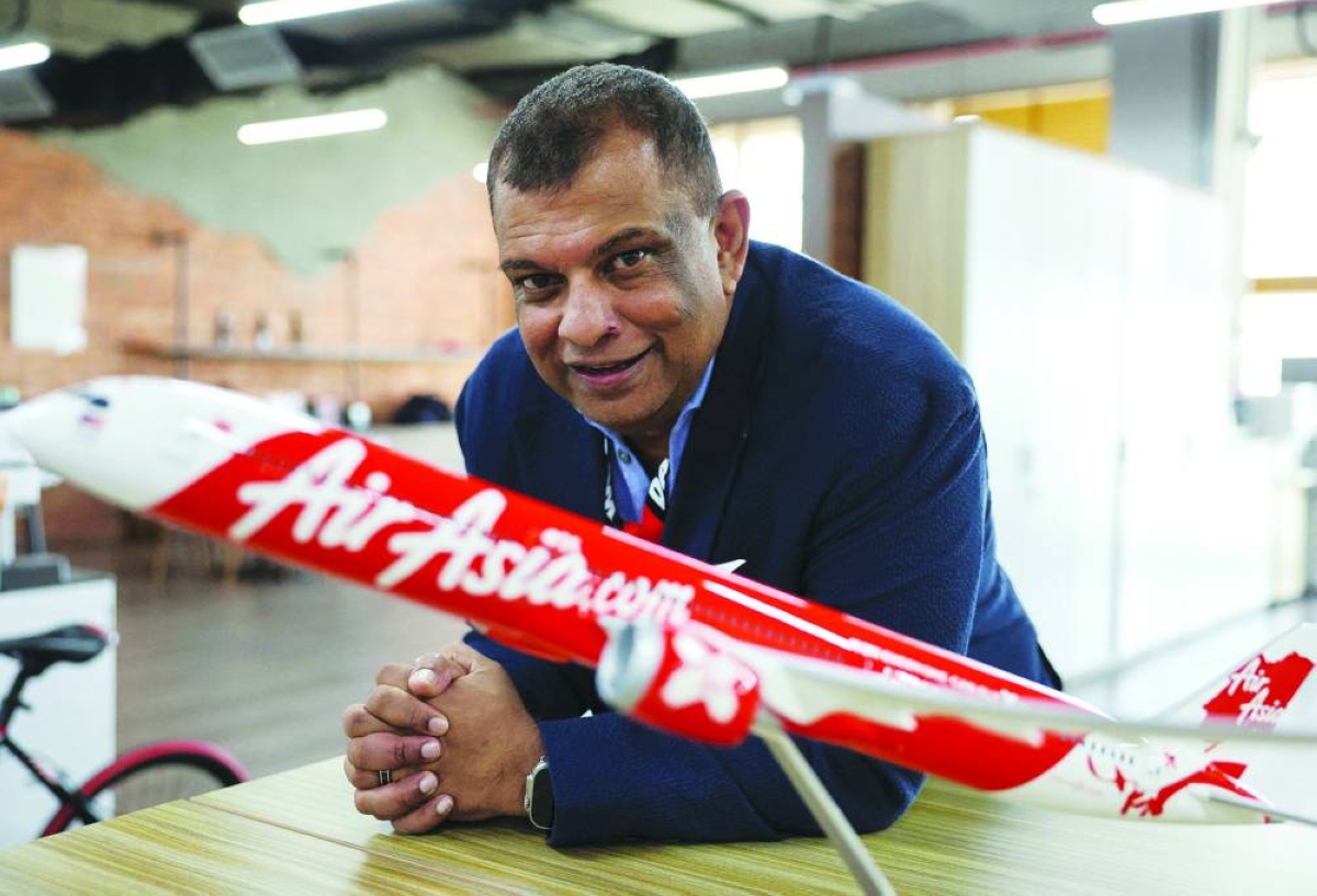 Tony Fernandes, CEO of AirAsia's parent company, Capital A, attends an interview with Reuters in Sepang. (File Picture)