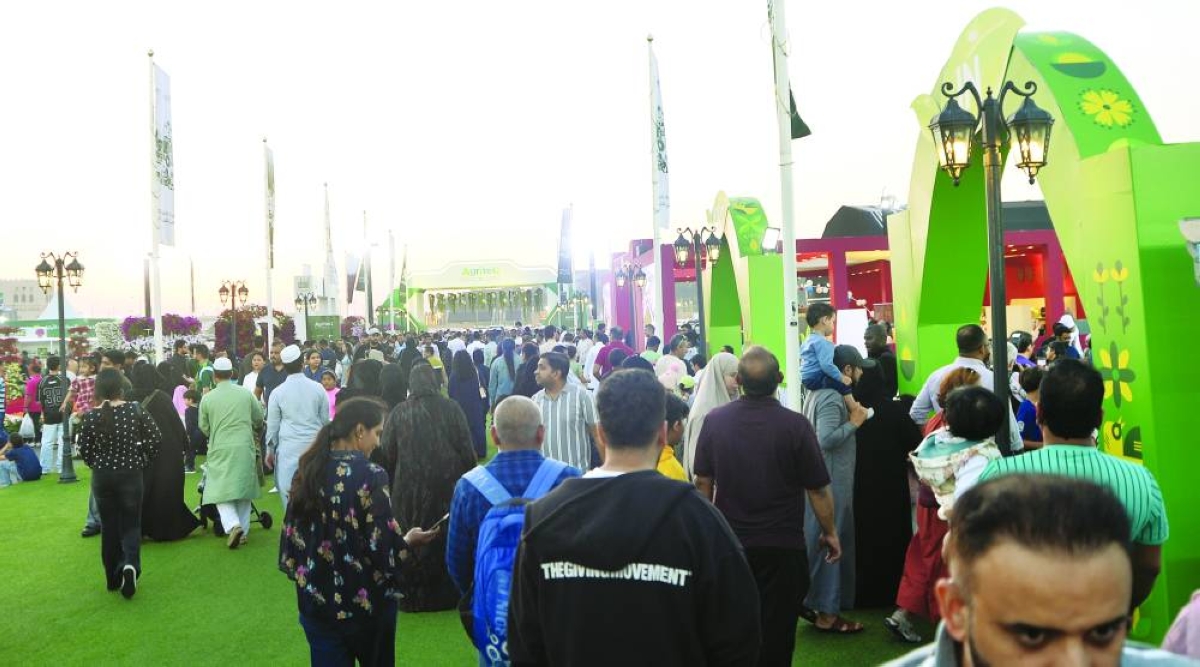 Visitors at the exhibition stalls.