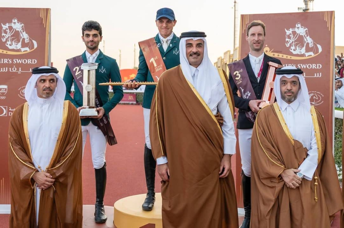 His Highness the Amir Sheikh Tamim bin Hamad al-Thani awarded the winners of HH The Amir’s Sword for Showjumping and Dressage at the Qatar Racing and Equestrian Club. HH The Amir’s Sword for showjumping was awarded to Saudi Arabia’s Abdullah Alsharbatly, while Khaled Almobty also of Saudi was crowned second and Belgium’s Pieter Devos third.