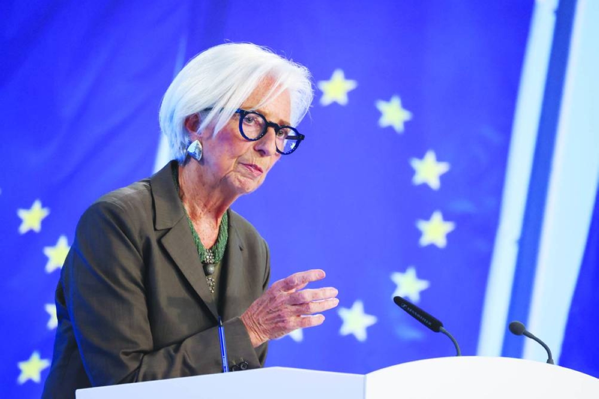 European Central Bank president Christine Lagarde at a rates decision news conference in Frankfurt.