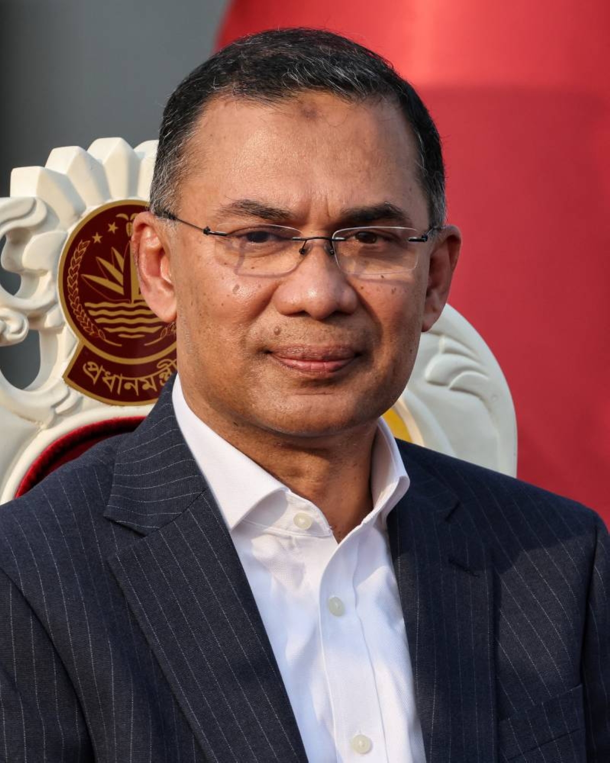 Bangladesh’s newly sworn Prime Minister Tarique Rahman looks on during an oath taking ceremony at the South Plaza of the parliament building, following BNP's landslide victory in the national polls, in Dhaka, Bangladesh. 