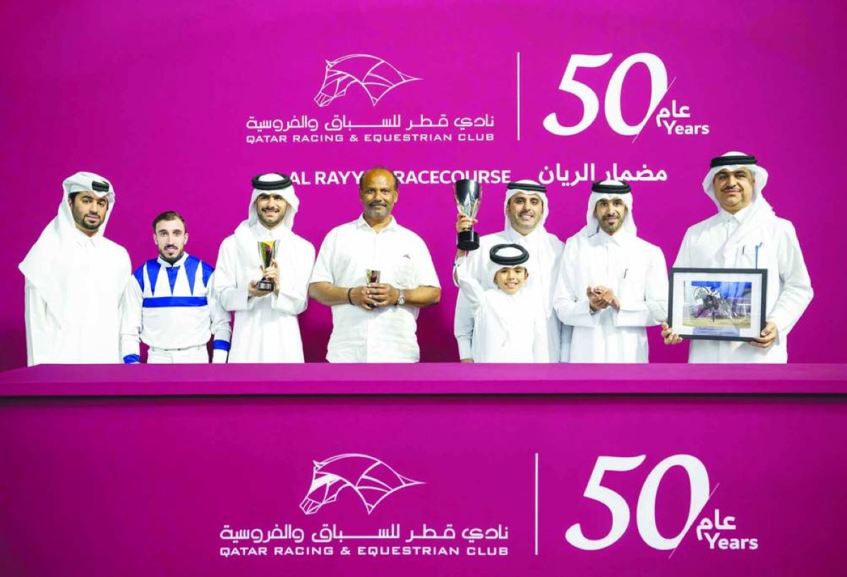 
Connections of Return To Senders celebrate after the nine-year-old bay won the Al Jumayliyah Cup at the Al Rayyan Racecourse. PICTURES: Juhaim 