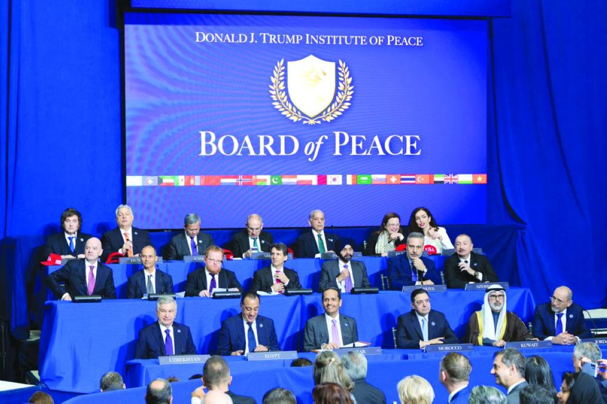 HE Sheikh Mohammed bin Abdulrahman bin Jassim al-Thani attending the Board of Peace meeting in New York.