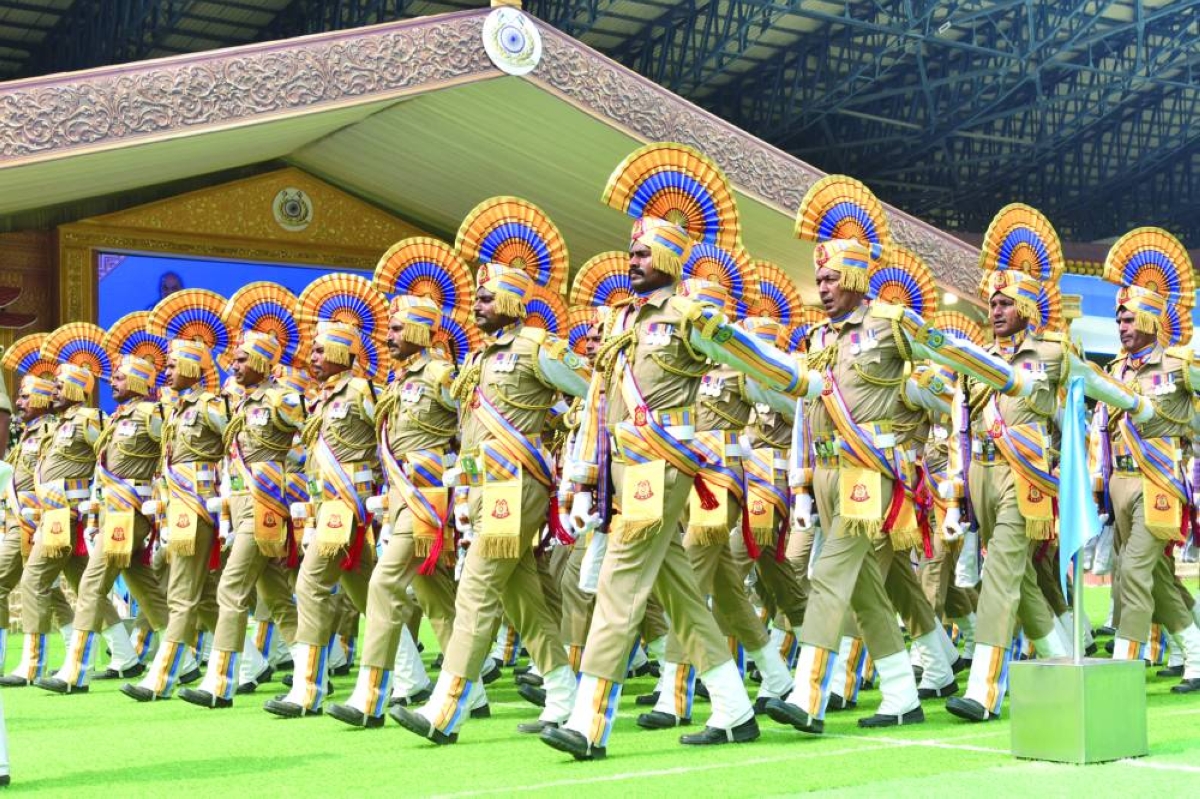Officers parade as they attend the 87th Raising Day celebrations of Central Reserve Police Force (CRPF) in Guwahati, India February 21, 2026. REUTERS