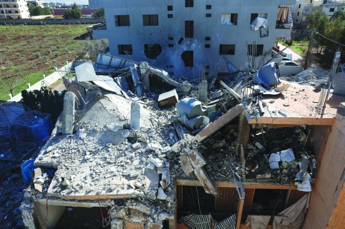 A view of damaged buildings in the aftermath of an Israeli strike, in Riyak, Bekaa valley, Lebanon, Saturday.