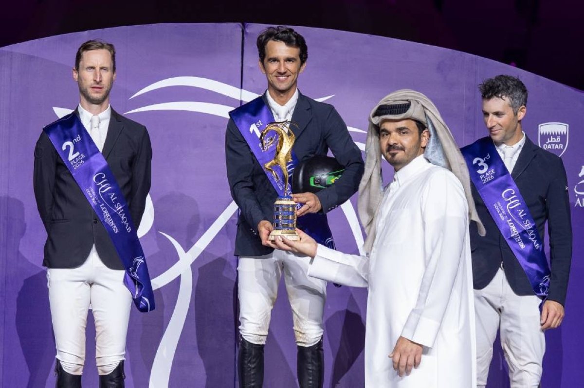 His Excellency Sheikh Joaan bin Hamad al-Thani, President of the Olympic Council of Asia and the Qatar Olympic Committee; and Chairman of the Organising Committee for the Doha Equestrian Tour 2026 crowned the podium winners of the CHI Al Shaqab Grand Prix.