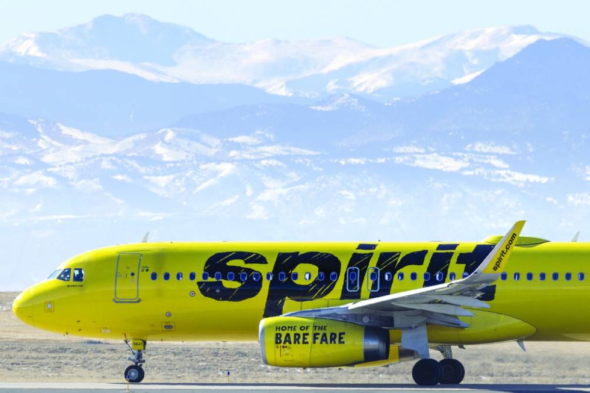 A Spirit Airlines airplane taxis for takeoff at Denver International Airport. Spirit has struck an agreement with noteholders that will allow the US budget airline to exit bankruptcy later this year, capping a tumultuous period marked by strained finances and competitive pressure.