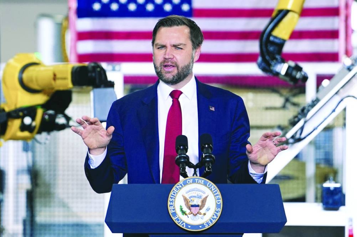 US Vice-President J D Vance speaks at Pointe Precision in Plover, Wisconsin Thursday. (Reuters)