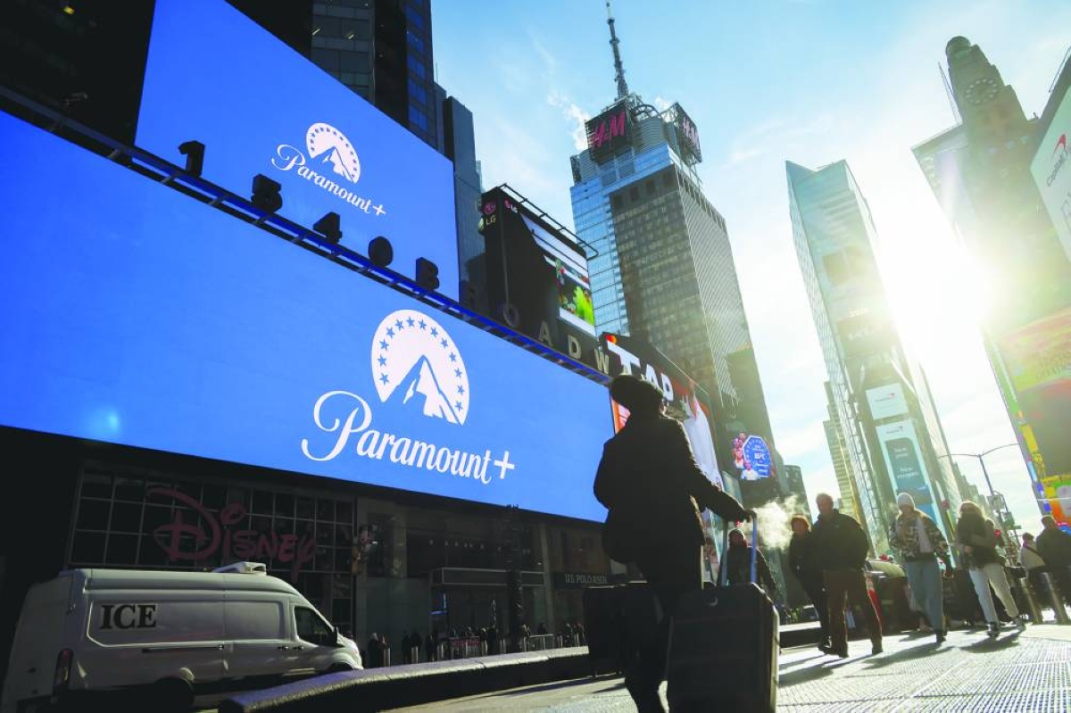Paramount signage in Times Square in New York. Paramount’s takeover of Warner Bros Discovery is expected to feature an unusual combination of investment-grade and junk-rated debt, as Wall Street banks turn to as many markets as possible to raise $57.5bn of debt for the acquisition. 