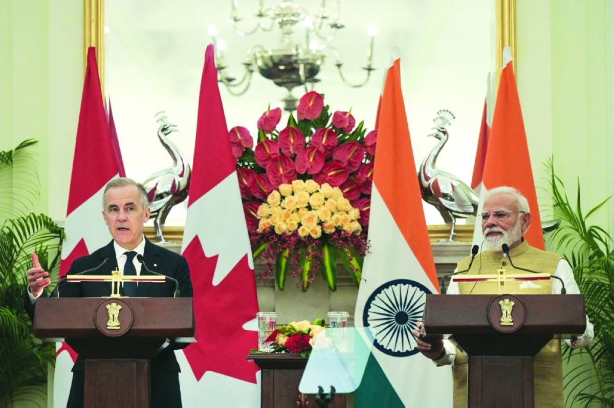 Canadian Prime Minister Mark Carney speaks during a joint press statement with his Indian counterpart Narendra Modi after their meeting at the Hyderabad House in New Delhi, India, Monday.