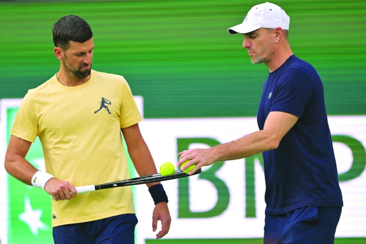
Novak Djokovic with his coach Boris Bosnjakovic during his practice session for the Indian Wells Open at the Indian Wells Tennis Garden, California. (Jayne Kamin-Oncea-Imagn Images) 