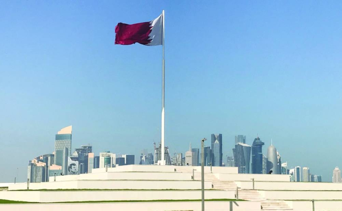 The Qatari flag is seen at a park near Doha Corniche, in Doha, Qatar February 17, 2018. Picture taken February 17, 2018. REUTERS