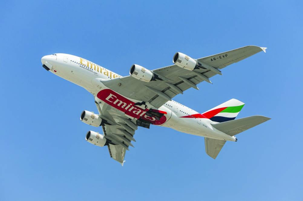 An Emirates Airbus A380 passenger jet. With airspace in the Middle East still largely closed for civil aviation, Emirates has found its fleet of Airbus SE A380 superjumbos scattered across the globe, highlighting the disruption wrought by the war in Iran and the logistical complications to resume regular service.