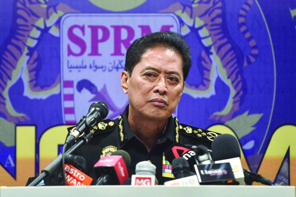 Malaysia's Anti-Corruption Commission (MACC) chief commissioner Azam Baki takes part in a press conference at the MACC headquarters in Putrajaya Wednesday.
