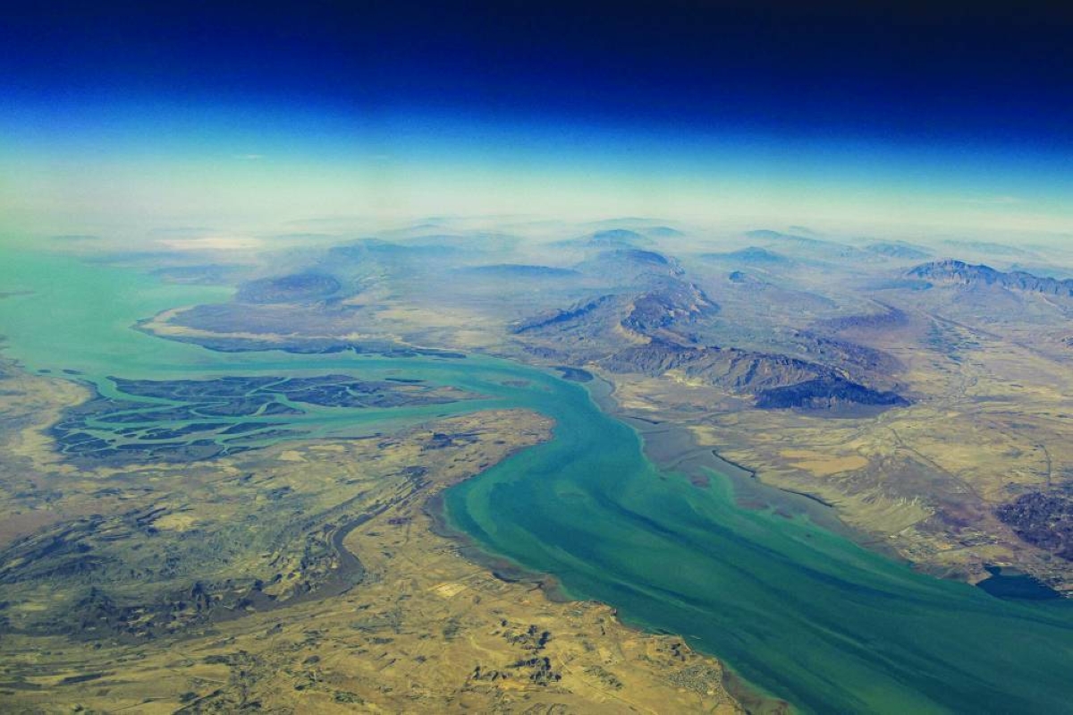 
An aerial view of the island of Qeshm, separated from the Iranian mainland by the Clarence Strait, in the Strait of Hormuz. (Reuters) 