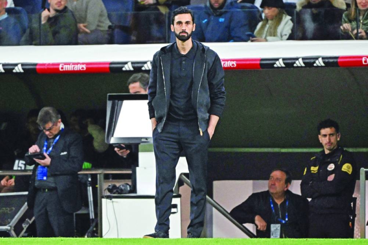 Real Madrid's Spanish coach Alvaro Arbeloa is pictured during the Spanish league football match between Real Madrid CF and Getafe CF at Santiago Bernabeu Stadium in Madrid on March 2, 2026. (AFP)