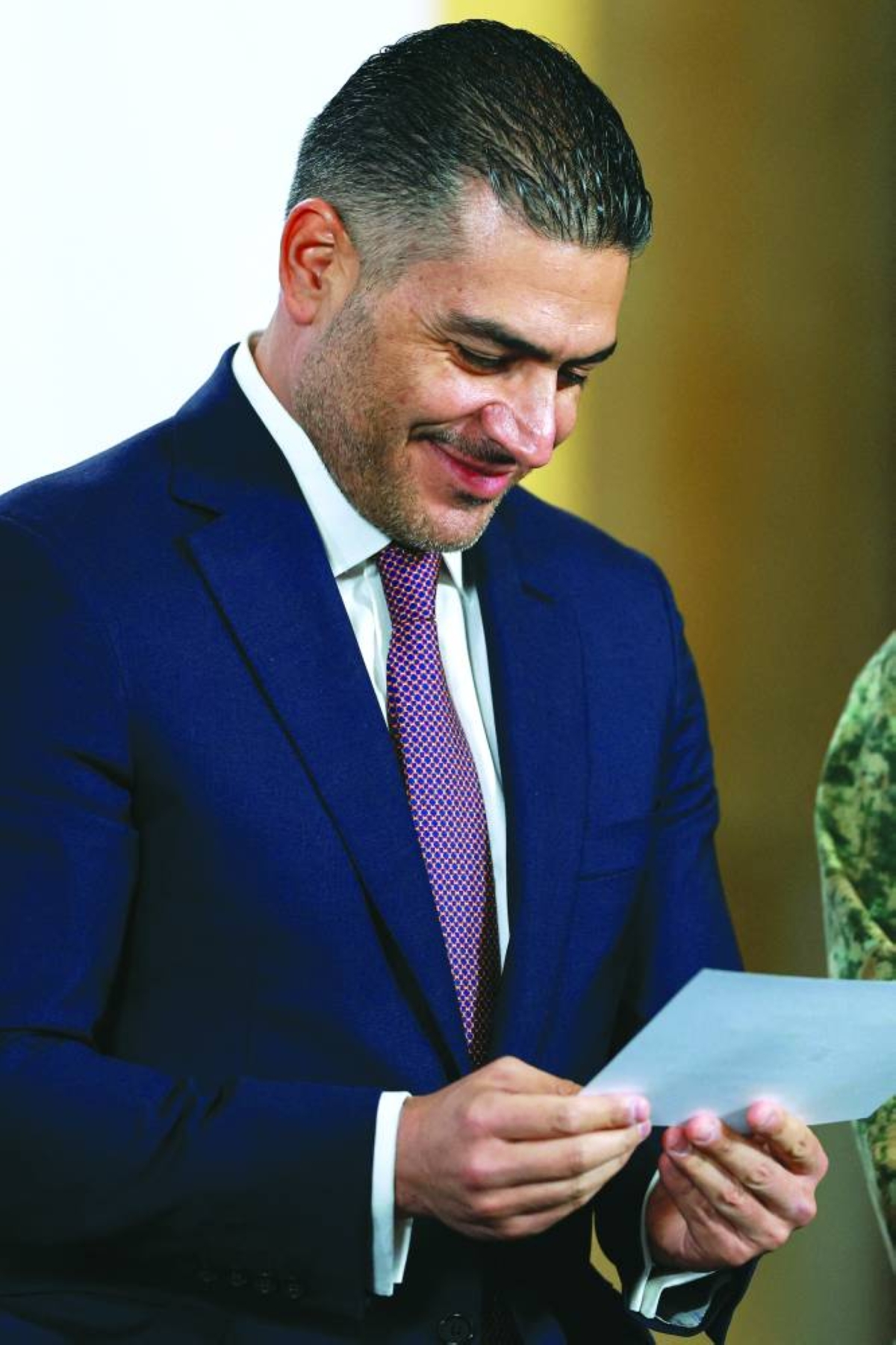 
Mexico’s Secretary of Security and Citizen Protection, Omar Garcia Harfuch, checks a note during a press conference after the killing of Mexican drug lord Nemesio Oseguera, known as “El Mencho,” in a military operation, at the National Palace in Mexico City, Mexico. (Reuters) 