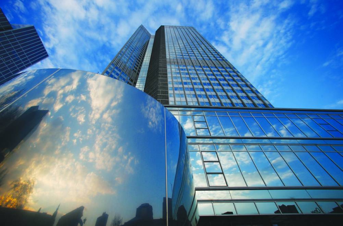 The headquarters of the European Central Bank in Frankfurt. ECB's efforts to project calm over war and inflation are being tested as markets price in a hike in interest rates this year.