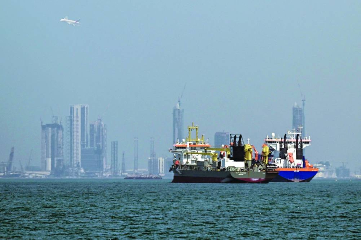 Commercial vessels are pictured offshore in Dubai, Wednesday. (AFP)