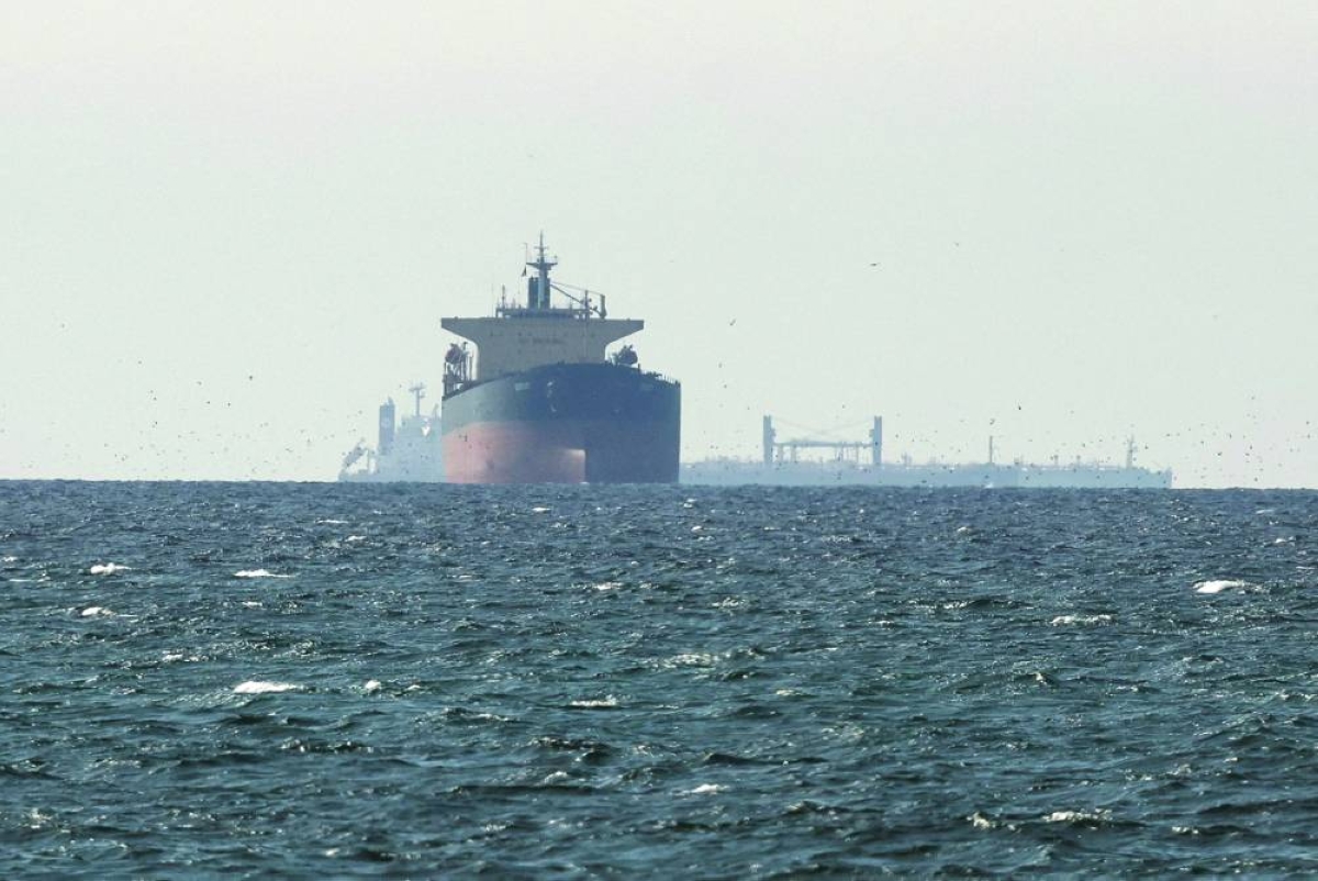 Tankers sail in the Gulf, near the Strait of Hormuz, as seen from northern Ras al-Khaimah, near the border with Oman’s Musandam governance, amid the US-Israeli conflict with Iran, in United Arab Emirates, Wednesday. (Reuters)
