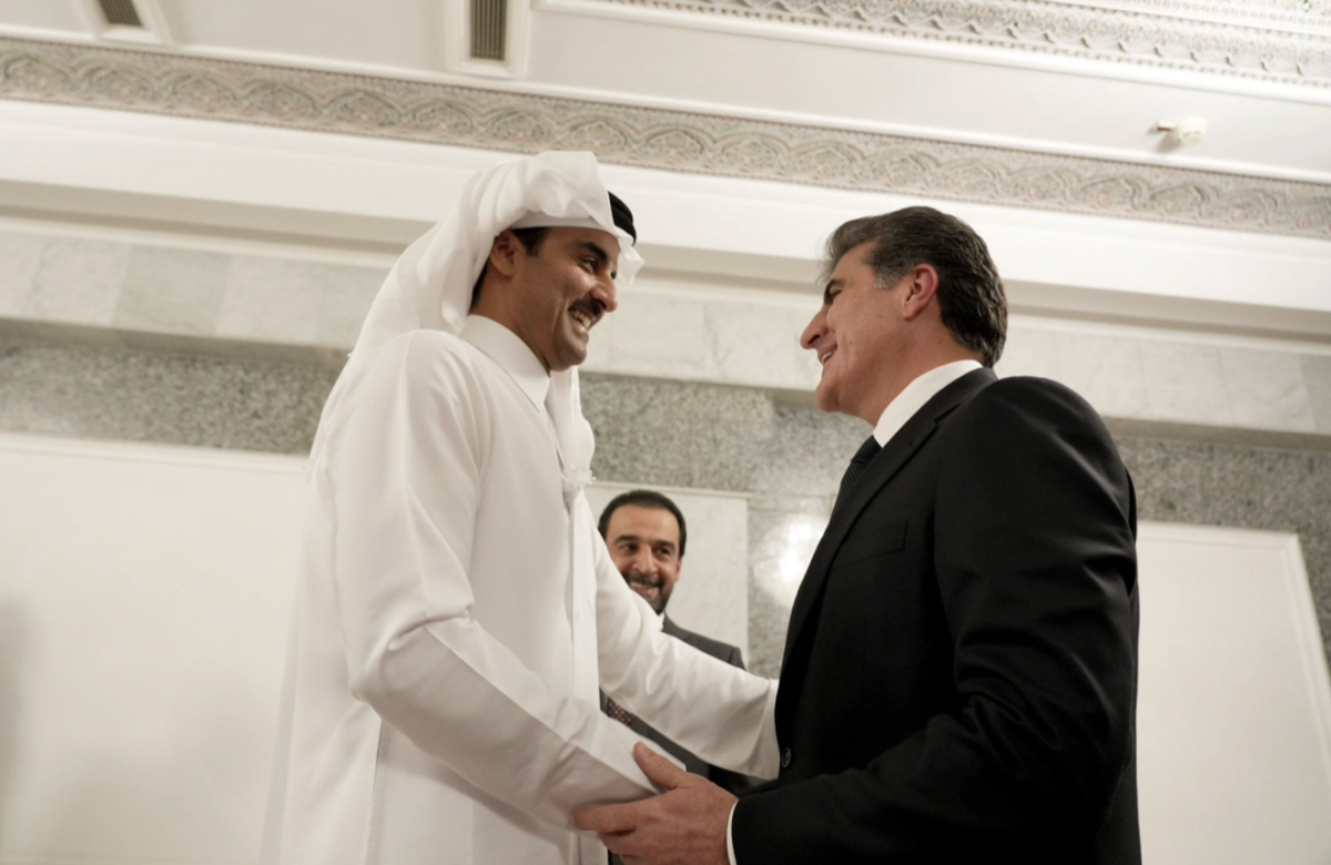 KRI President Nechirvan Barzani meeting Amir of Qatar Sheikh Tamim bin Hamad Al Thani