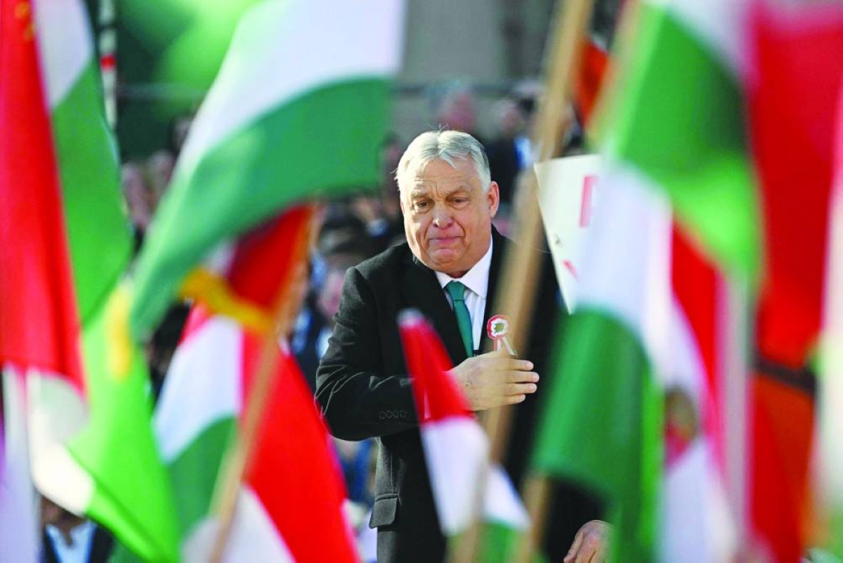 Hungarian Prime Minister Viktor Orban is seen after his speech in front of the Parliament building during a campaign rally organised by Hungary's ruling Fidesz party in Budapest. AFP