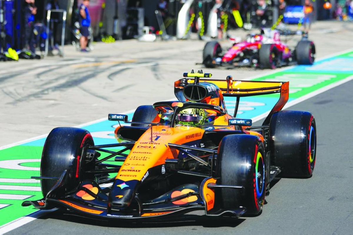 McLaren's British driver Lando Norris drives during the qualifying session ahead of the Formula One Chinese Grand Prix at the Shanghai International Circuit in Shanghai on March 14, 2026. (AFP)