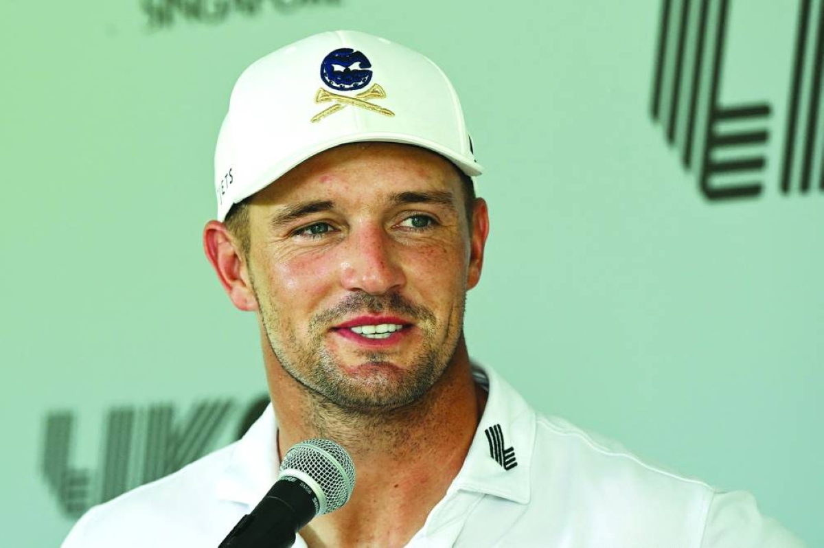 Bryson DeChambeau team captain attends the press conference ahead of the LIV golf tournament at Sentosa Golf course in Singapore Tuesday. (AFP)