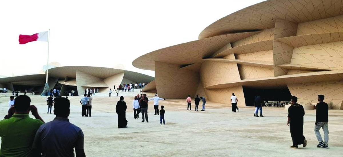 People enjoying their day at the National Museum of Qatar Saturday. 
PICTURE: Thajudheen