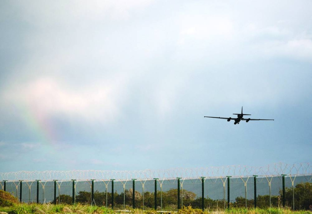 A U-2 aircraft flies after take off from RAF Akrotiri, a British sovereign base that was hit by a drone, causing limited damage, in Cyprus. (Reuters/File Photo)