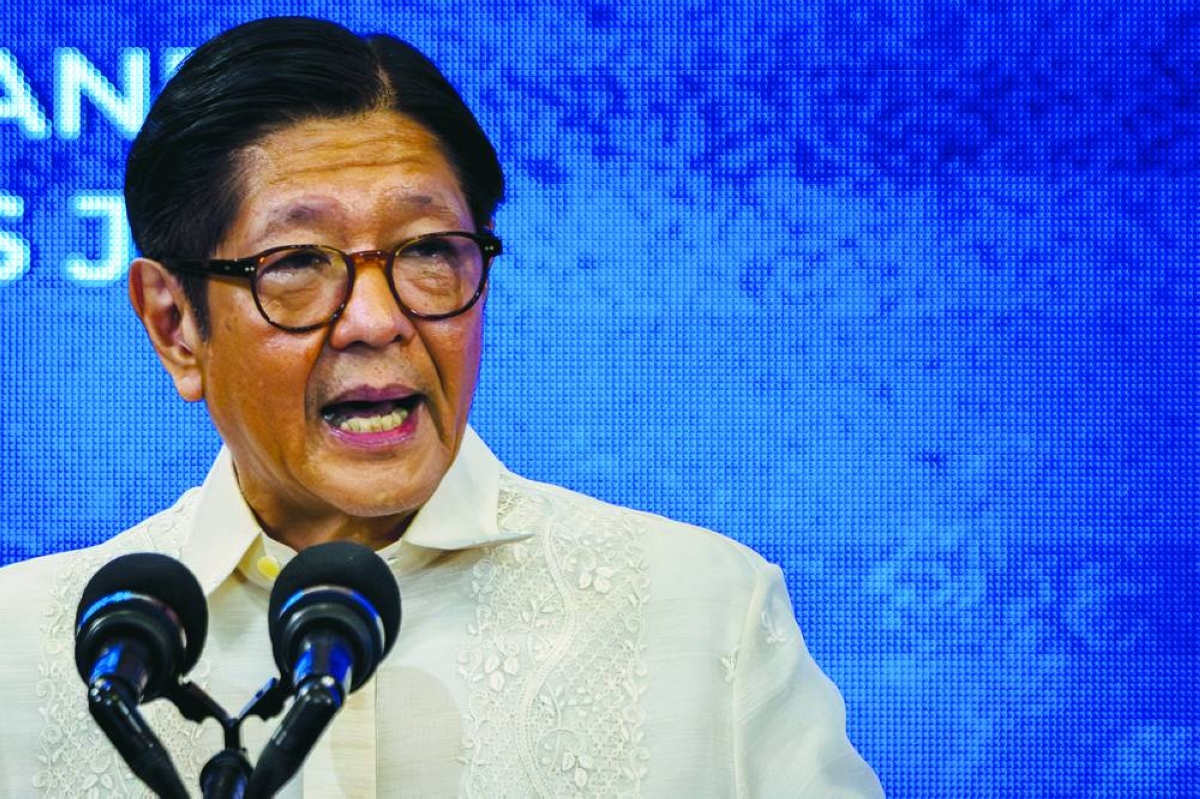 Philippine President Ferdinand Marcos Jr speaks during a press conference after declaring a state of national emergency amid rising fuel prices due to the ongoing conflict in the Middle East, at Malacanang Palace in Manila, Philippines, Wednesday. (Reuters)