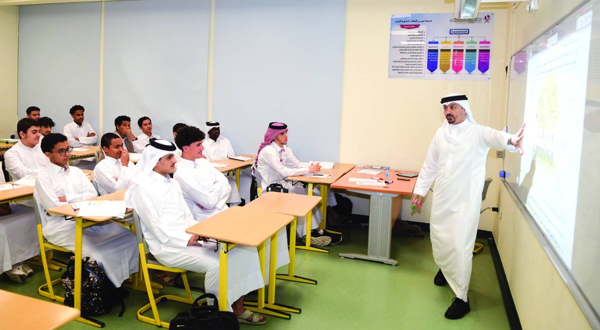 A learning session at Omar Bin Kattab School for Boys 