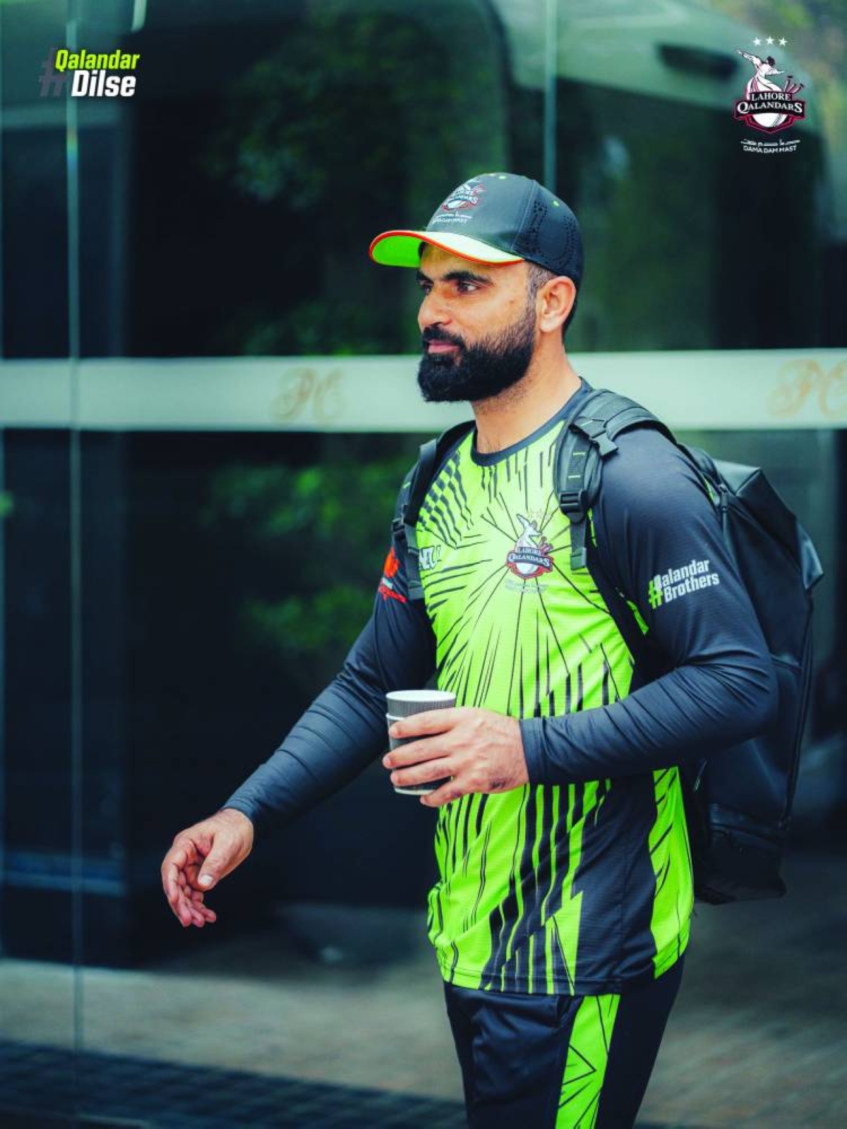 Fakhar Zaman of Lahore Qalandars prepares to start a training session in Lahore. 
