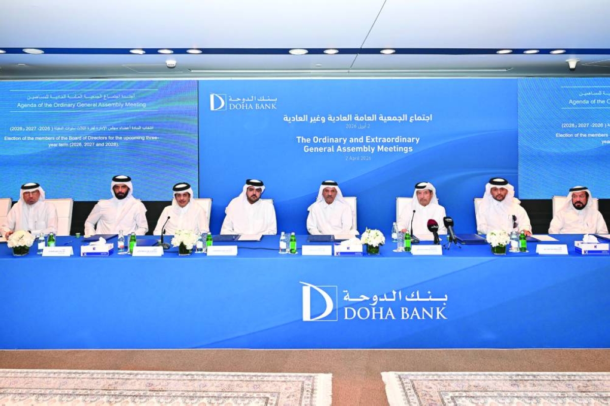 Doha Bank chairman Sheikh Fahad bin Mohammed bin Jabor al-Thani during the Ordinary and Extraordinary General Assembly of shareholders held recently.
