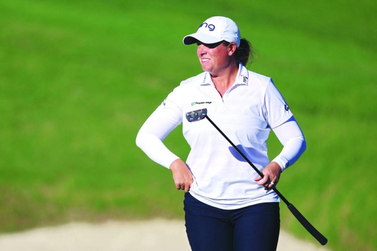 Lauren Coughlin of the United States looks on from the 18th green during the second round of the Aramco Championship 2026 at Shadow Creek Golf Course on April 03, 2026 in Las Vegas, Nevada.   (AFP)