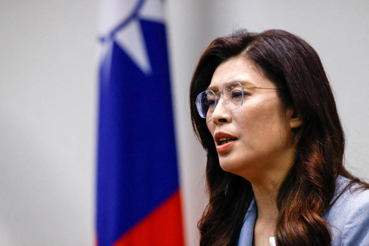 Kuomintang (KMT) Chairperson Cheng Li-wun speaks to the media ahead of her trip to China, in Taipei, Taiwan. (Reuters/File Photo)