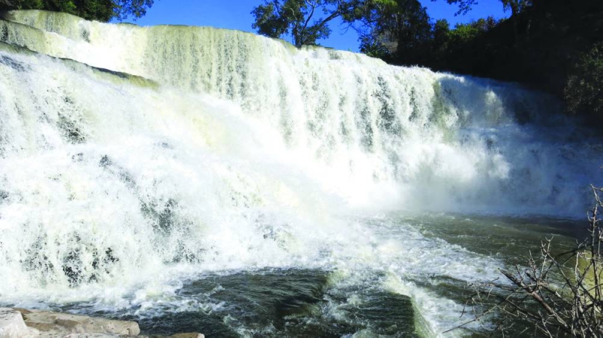 File photo of Luvilombo Falls, a waterfall in the Democratic Republic of Congo during the period of mass migration of a species of shellear fish. (Reuters)
