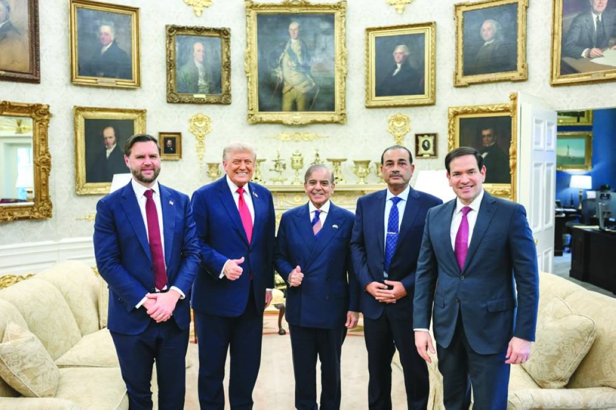 
From L-R: US Vice-President JD Vance, President Donald Trump, Pakistan Prime Minister Shehbaz Sharif, Pakistan Army Chief Field Marshal Asim Munir, and Secretary of State Marco Rubio at the White House last September. 