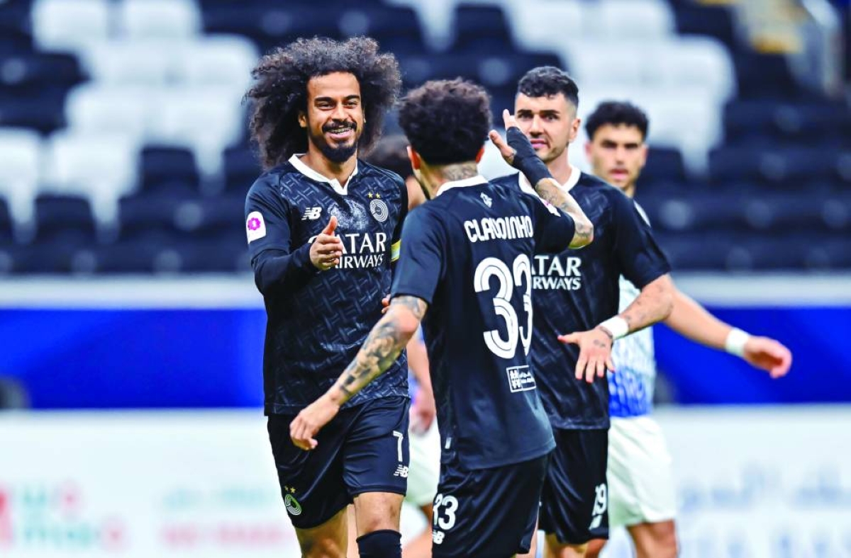 Akram Afif starred for Al Sadd with a brace in their win over Al Sailiya at Al Bayt Stadium. 
PICTURE: Noushad Thekkayil