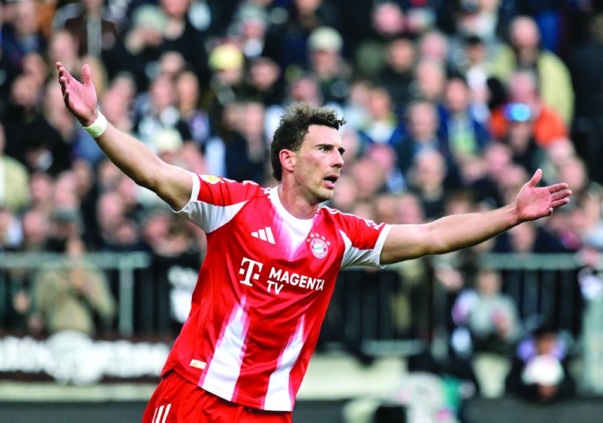Bayern Munich’s Leon Goretzka reacts during the Bundesliga match against St. Pauli in Hamburg Saturday. (Reuters)