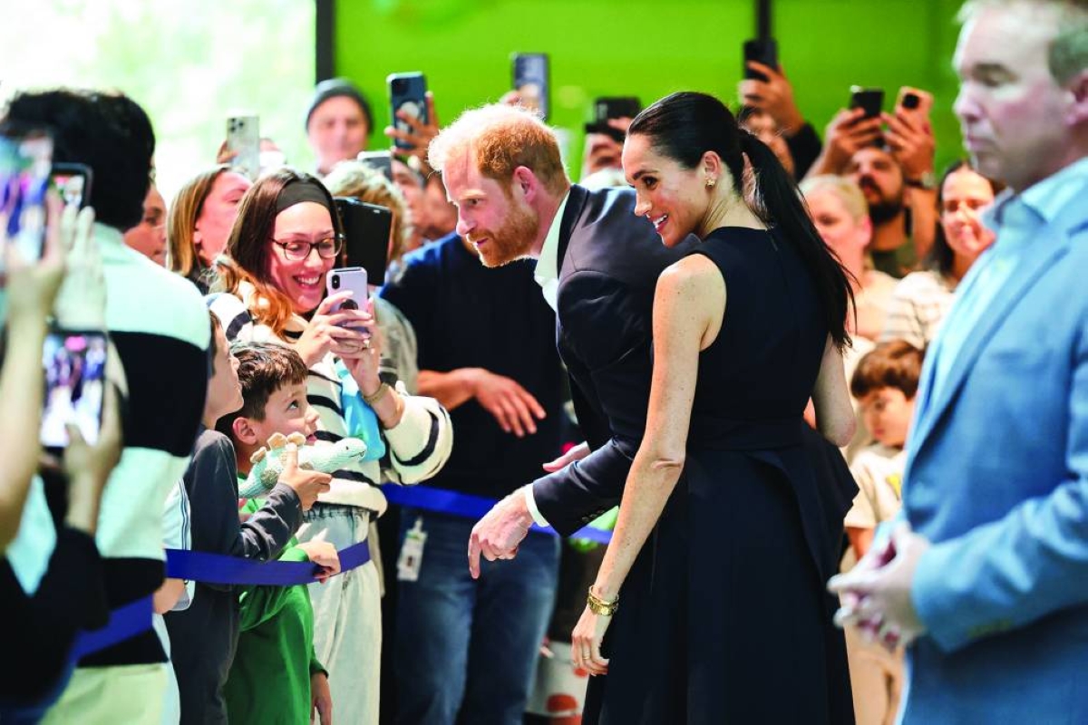 Prince Harry and Meghan, the Duke and Duchess of Sussex, visit the Royal Children's Hospital in Melbourne, Tuesday. (Reuters)
