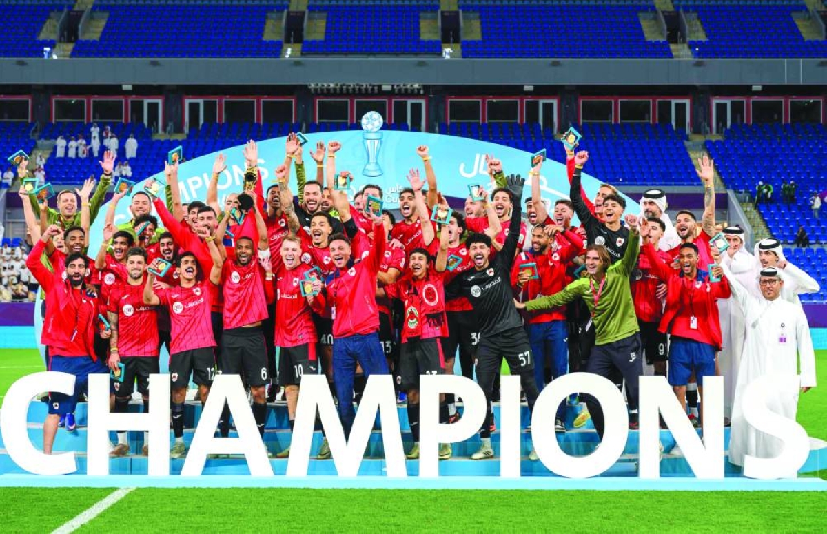Al Rayyan player celebrate after winning the QSL Cup at Stadium 974 Wednesday. 
PICTURE: Noushad Thekkayil