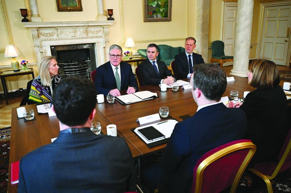 British Prime Minister Keir Starmer hosts social media industry leaders to discuss child safety online Thursday in London. (Reuters)