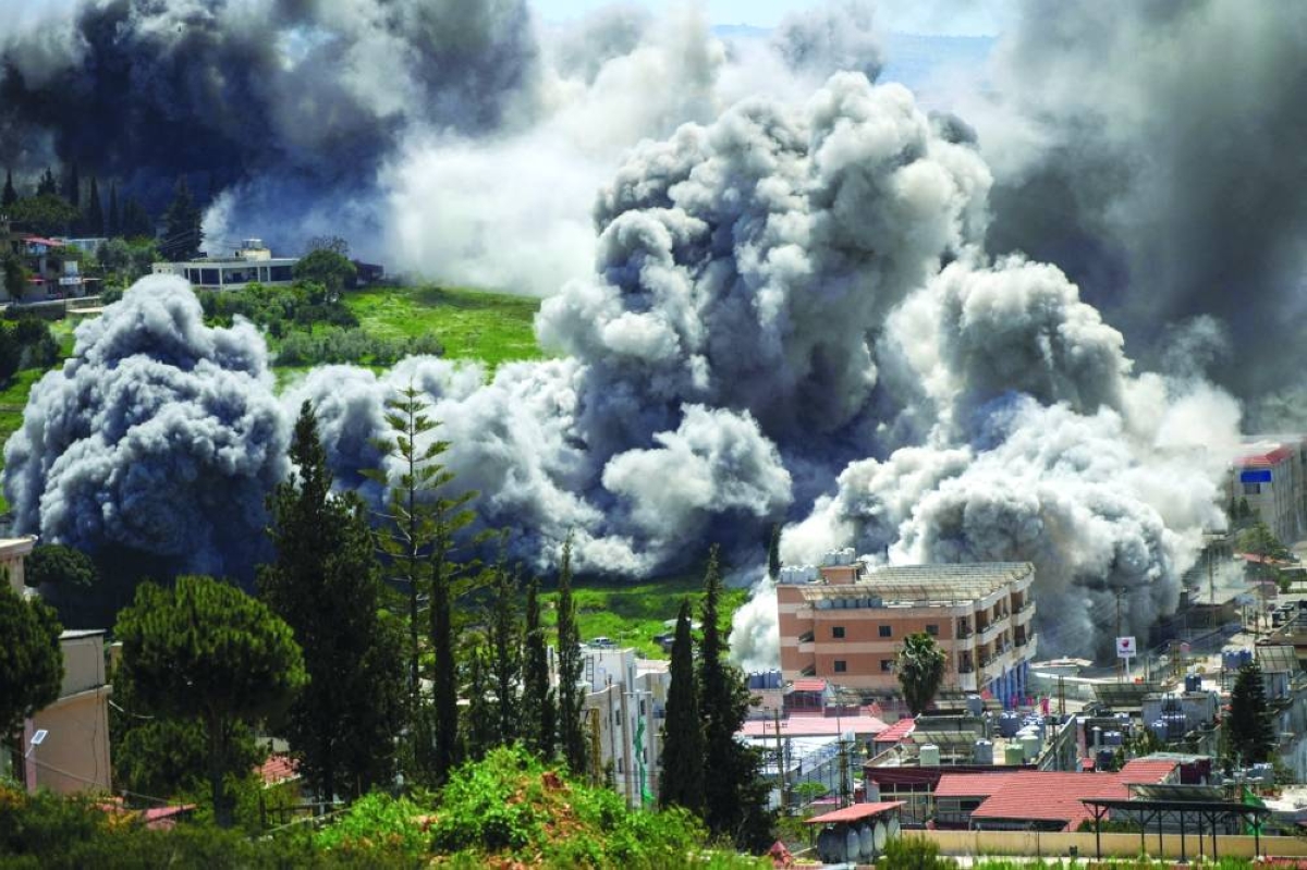 Smoke rises following an Israeli strike in Nabatieh, Lebanon, Thursday. (Reuters)