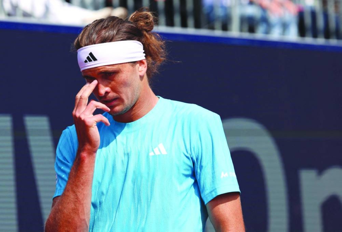 Germany's Alexander Zverev reacts during his men's singles semi-final match against Italy's Flavio Cobolli at the ATP Munich Open tennis tournament in Munich, southern Germany on April 18, 2026. (AFP)