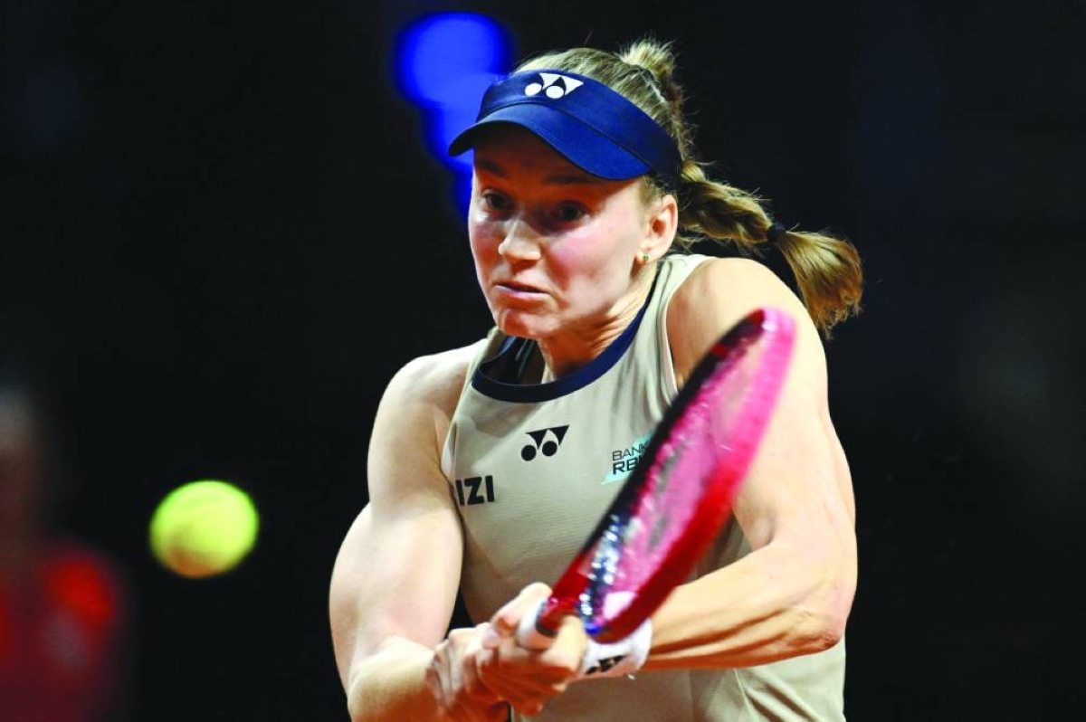 Kazakhstan’s Elena Rybakina returns the ball to Russia’s Mirra Andreeva (not in picture) during their semifinal match at the Women's Tennis Grand Prix WTA tournament in Stuttgart, southwestern Germany, on April 18, 2026. (AFP)